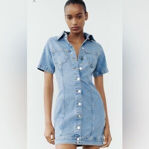 NWT - ZARA FITTED DENIM MINI DRESS - M